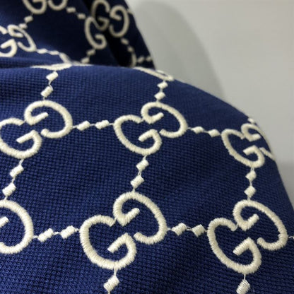GUCCI DARK BLUE COTTON PIQUET GG STRETCH POLO – GGS013