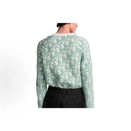 DIOR (Dior) FW24 Letter Logo Printed Round-neck Long-sleeved Knit Shirt for Men in Light Green