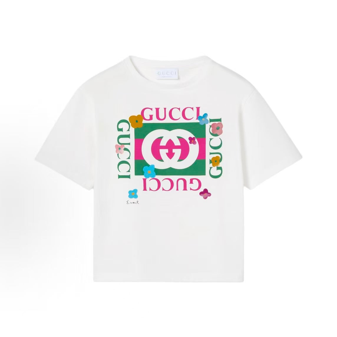 GUCCI T-shirt, Fall 2025 Early Autumn Children's Collection, Printed Cotton Short Sleeve, Children's Size