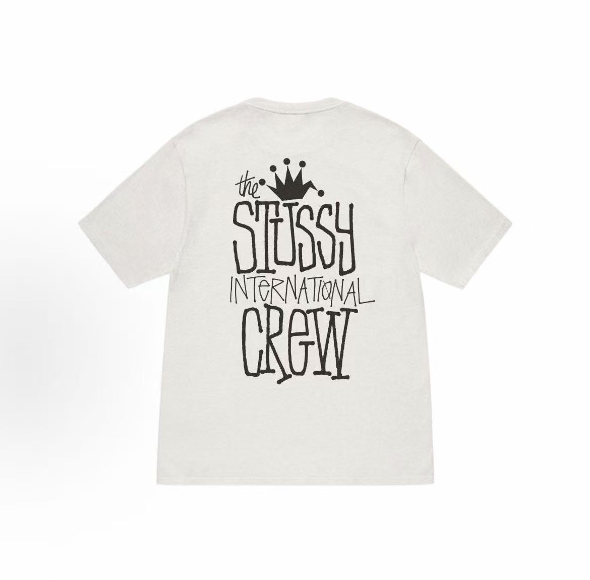 Stussy SS24 Round-neck Short-sleeved American Retro T-shirt with Screen-printed Pattern on Back - The same style for both men and women