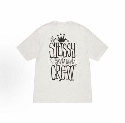 Stussy SS24 Round-neck Short-sleeved American Retro T-shirt with Screen-printed Pattern on Back - The same style for both men and women