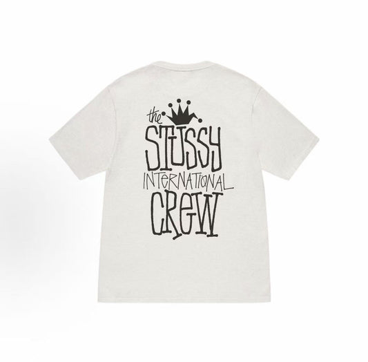 Stussy SS24 Round-neck Short-sleeved American Retro T-shirt with Screen-printed Pattern on Back - The same style for both men and women
