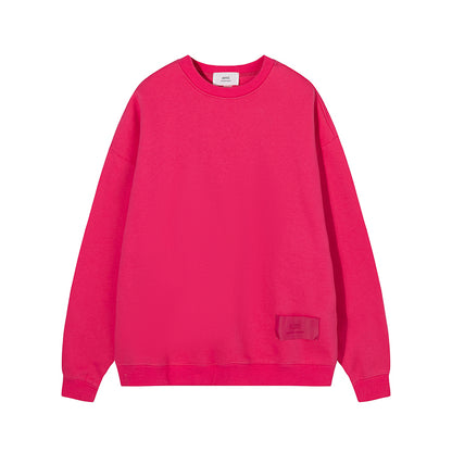 AMI  Solid Color Crewneck Hoodie Rose Red