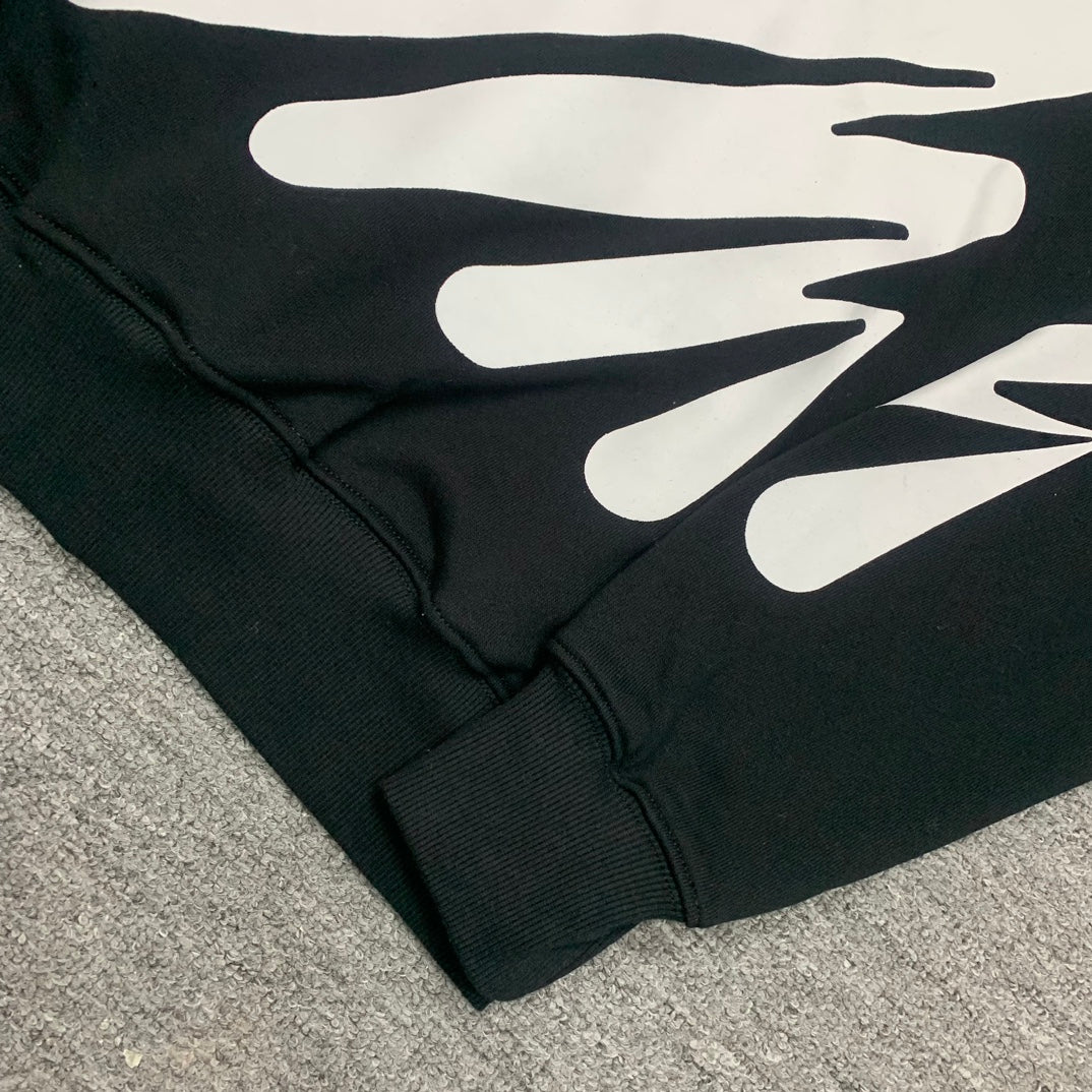 Off-White wavy lines print hooded sweater black