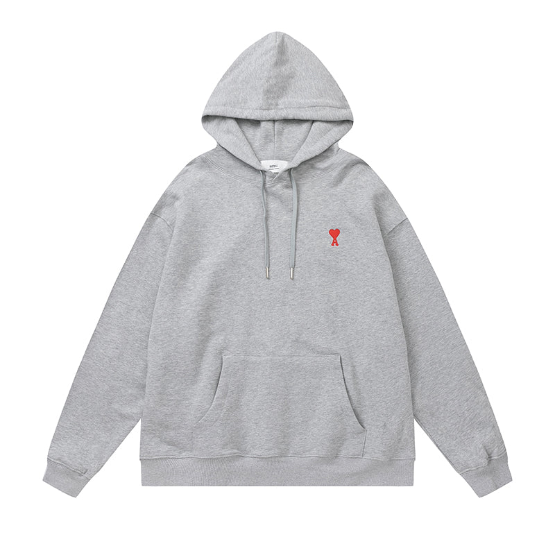 AMI  Small Logo Hoodie Grey