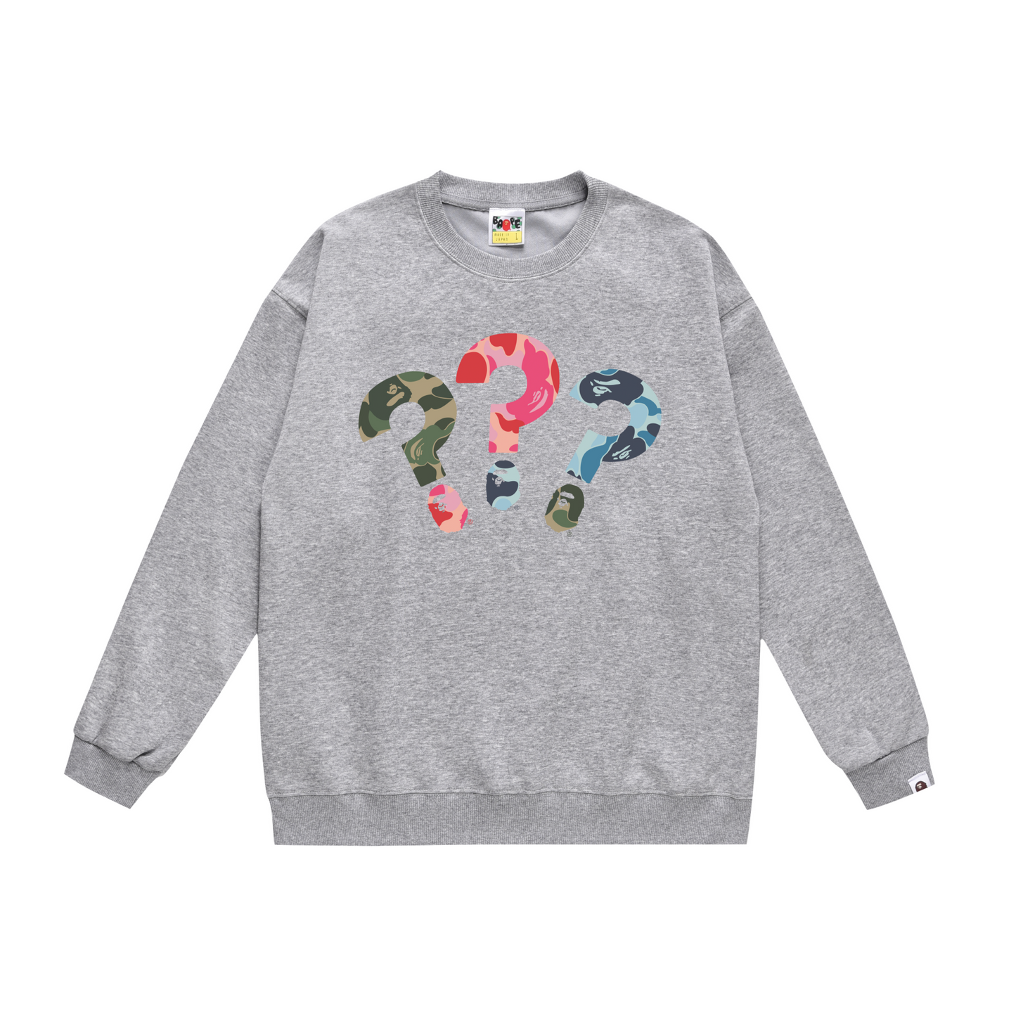 A Bathing Ape Three Color Question Mark Print Hoodie Grey