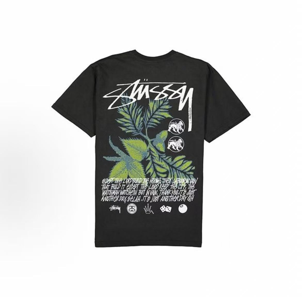 Stussy Bloom Tee - Floral Leaf Tour Short-Sleeved American Retro T-Shirt for Men