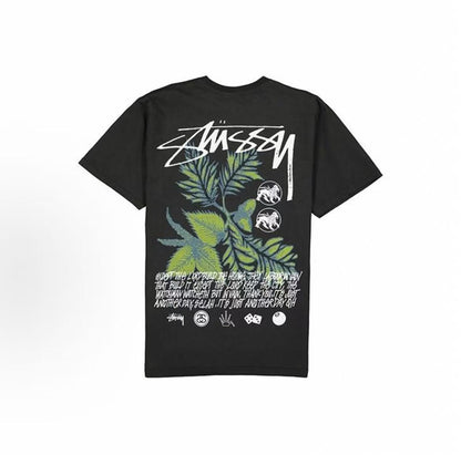 Stussy Bloom Tee - Floral Leaf Tour Short-Sleeved American Retro T-Shirt for Men