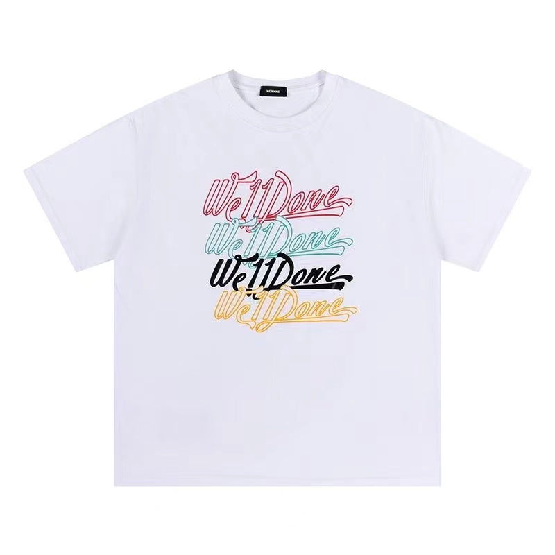 WE11DONE Multicolor Logo Tee White