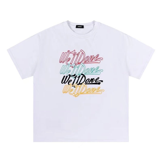 WE11DONE Multicolor Logo Tee White