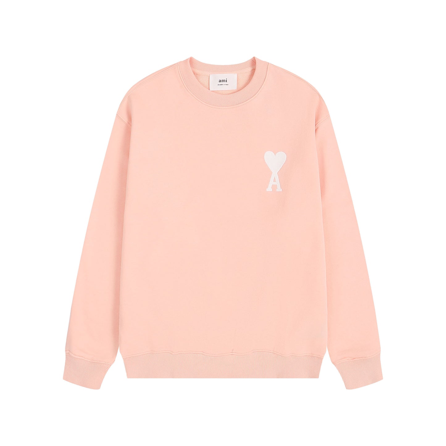 AMI White Heart Logo Hoodie Light Pink
