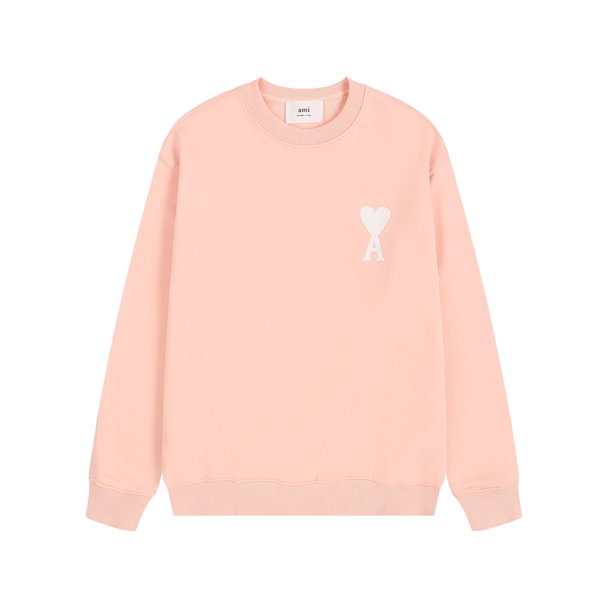 AMI White Heart Logo Hoodie Light Pink