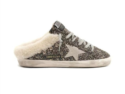 GOLDEN GOOSE Super-Star sabot أسود ذهبي