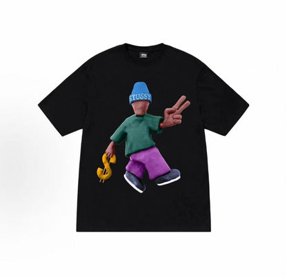 Stussy Peace & Prosperity Tee - A round-neck short-sleeved T-shirt for both men and women, featuring the slogan "Peace & Prosperity".