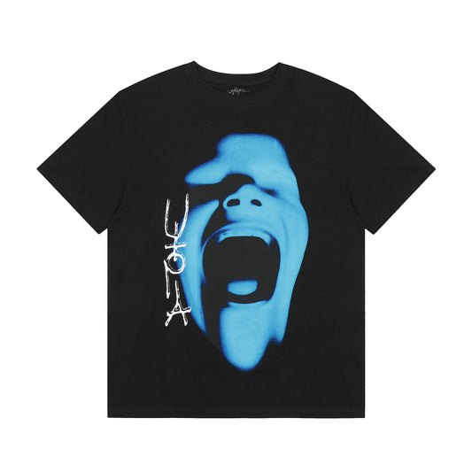 Travis Scott Shouting Face Print T shirt Black