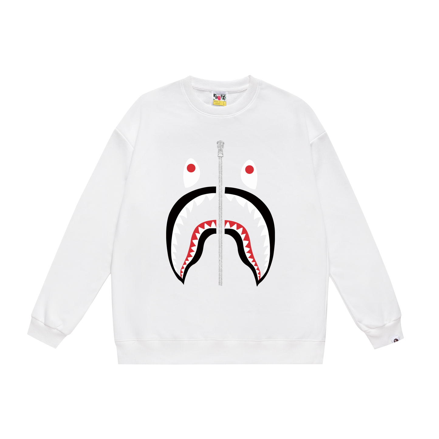 A Bathing Ape Shark Mouth Print Zipper Hoodie White