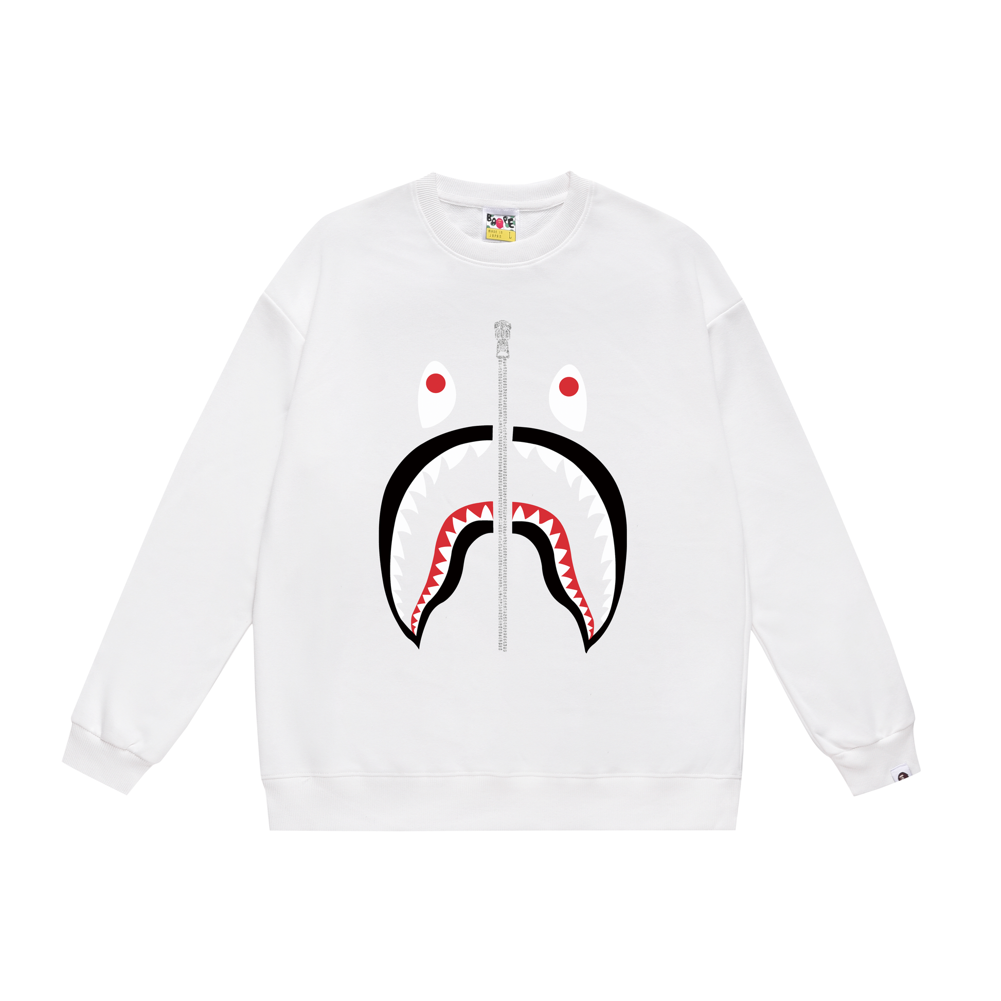 A Bathing Ape Shark Mouth Print Zipper Hoodie White