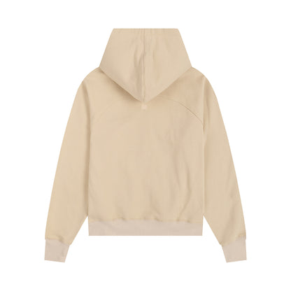 AMI Classic Zipper Logo Hooded Sweater Cream