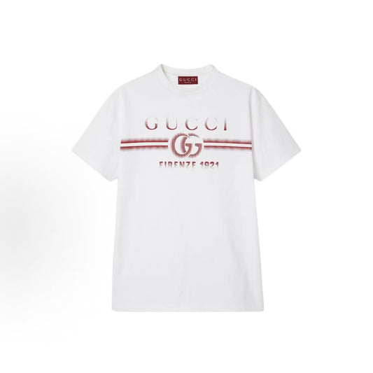 GUCCI (Gucci) 2024 Fall Collection Lido Letter Logo Printed Round-neck Short-sleeve T-shirt for Men - White
