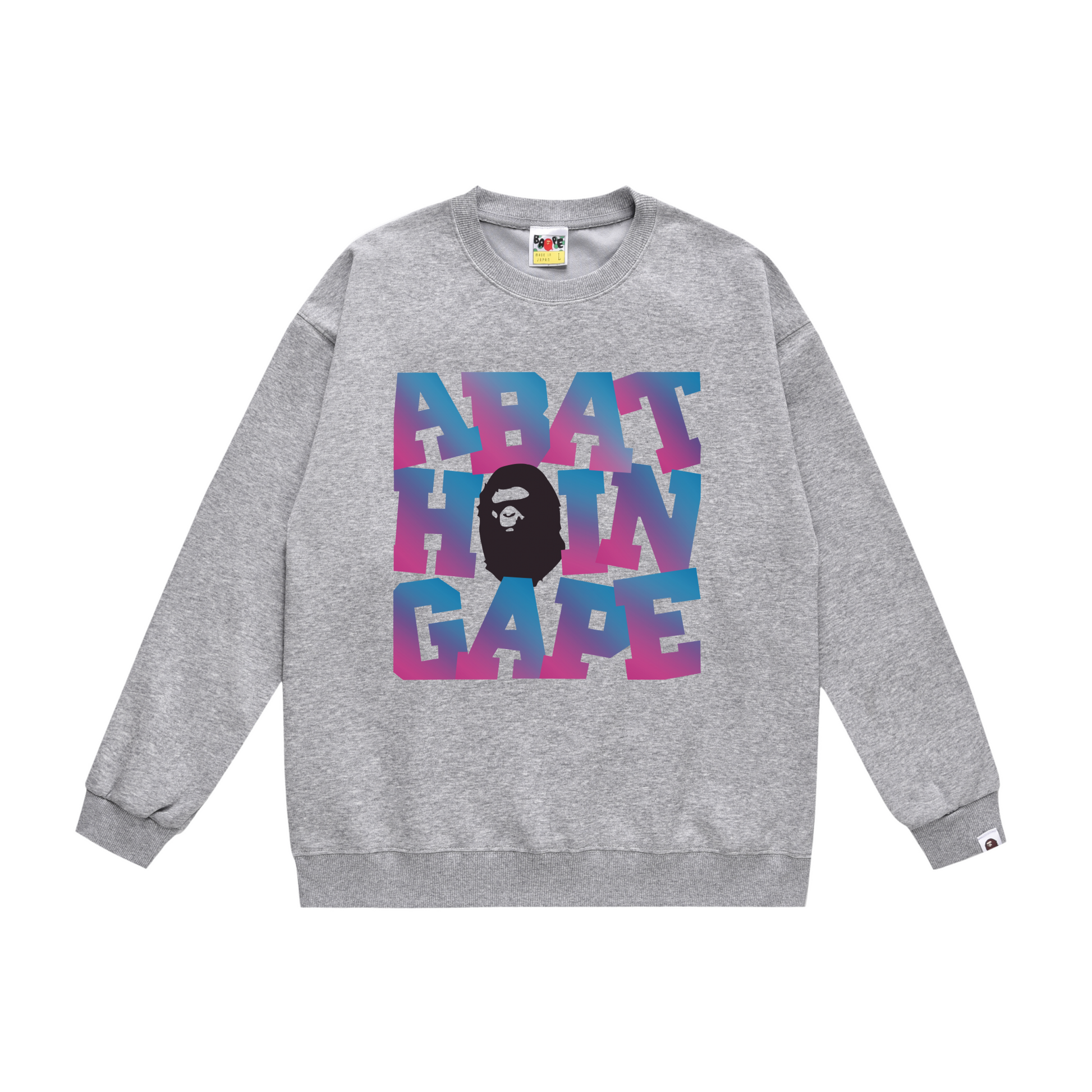 A Bathing Ape 3D Letters Print Hoodie Grey