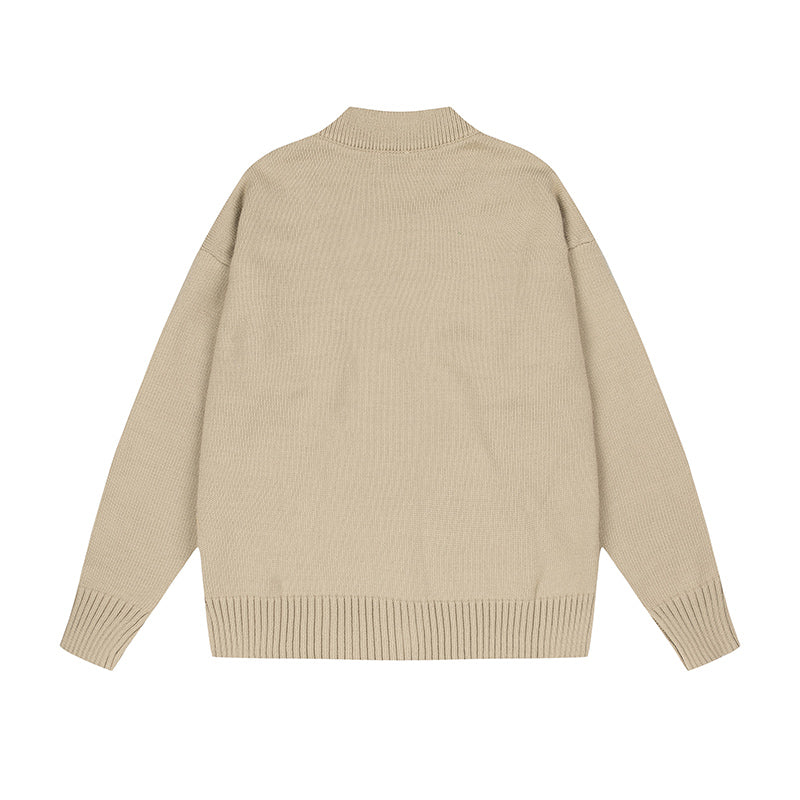 AMI Logo Cardigan Sweater Brown