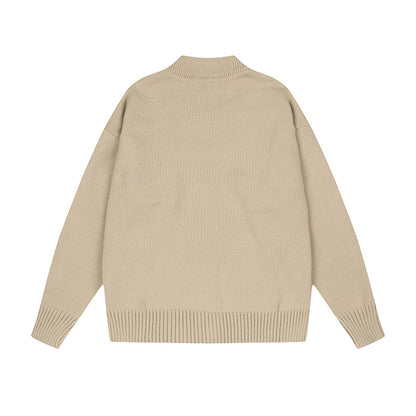 AMI Logo Cardigan Sweater Brown