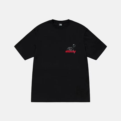 STUSSY SKELETON ANGEL TEE BLACK