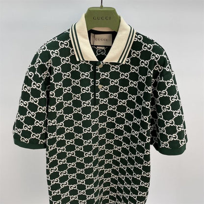 GUCCI NOJUM GG STRECH COTTON POLO IN GREEN – GGS012