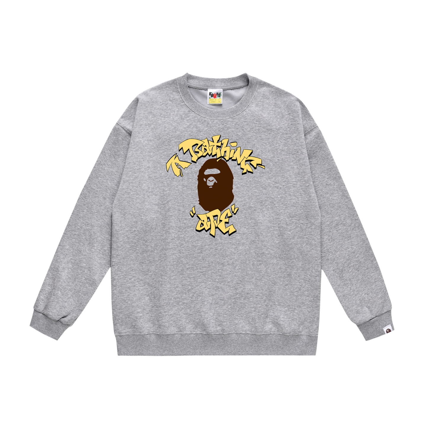 A Bathing Ape College Graffiti Letters Print Hoodie Grey