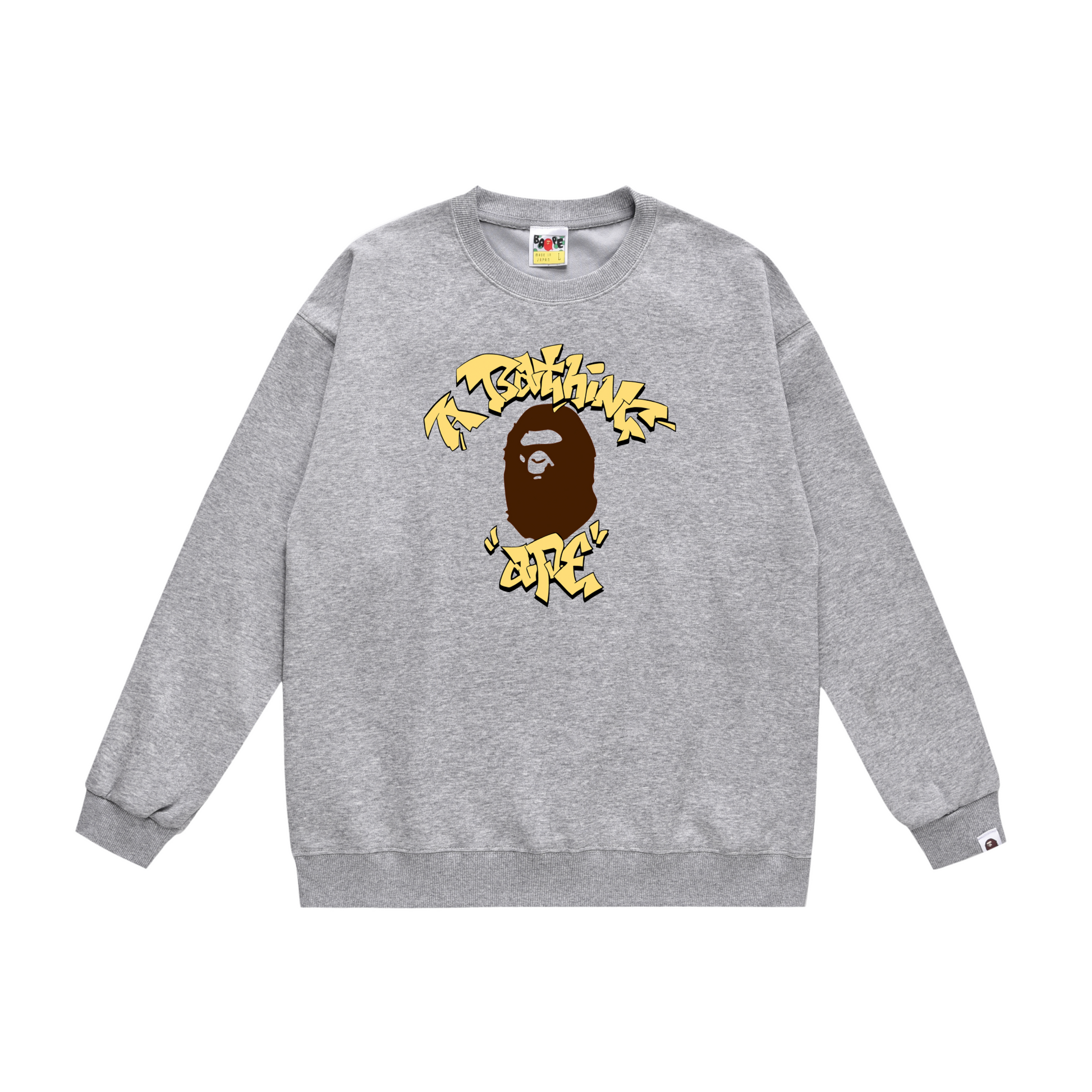A Bathing Ape College Graffiti Letters Print Hoodie Grey