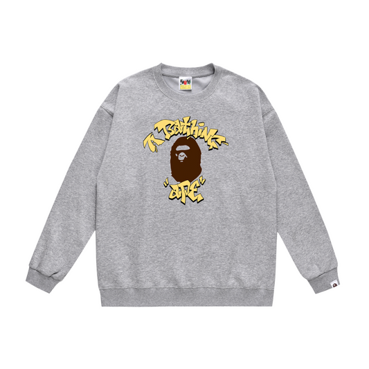 A Bathing Ape College Graffiti Letters Print Hoodie Grey