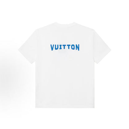 LOUIS VUITTON x Nigo Collaboration Collection - FW25 Letter-Print Round-neck Hooded Short-Sleeve T-shirt for Men