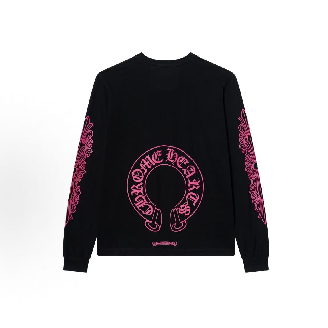 Chrome Hearts-Shaped Print Round Neck Long Sleeve T-Shirt, Unisex