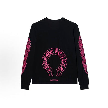 Chrome Hearts-Shaped Print Round Neck Long Sleeve T-Shirt, Unisex