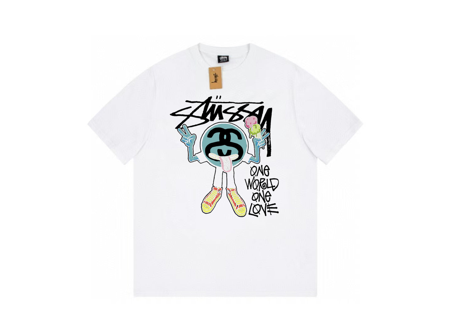 STUSSY CARTOON DOLL PRINT TEE WHITE