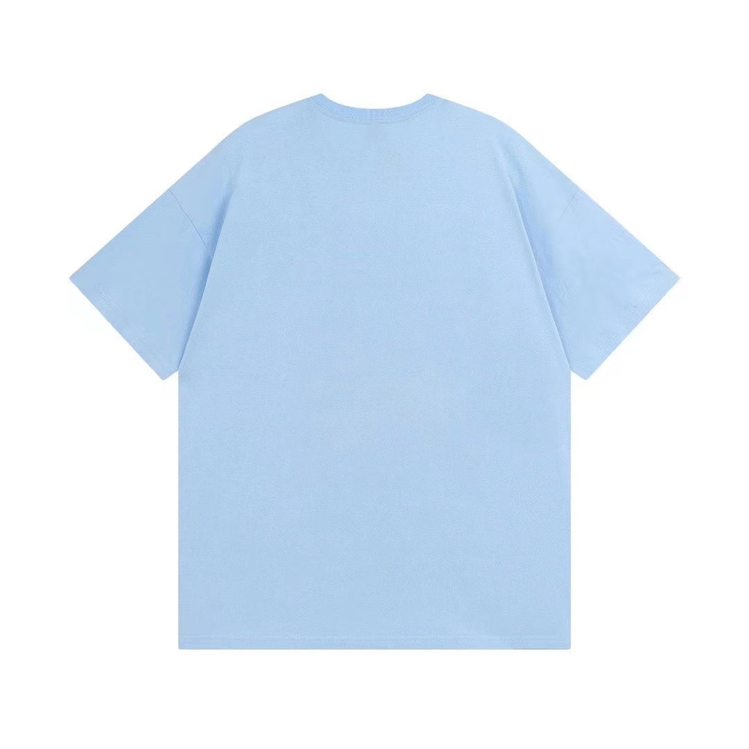 STUSSY Dinosaur Print Crew-neck Tee In Blue