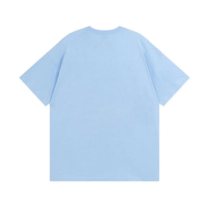 STUSSY Dinosaur Print Crew-neck Tee In Blue
