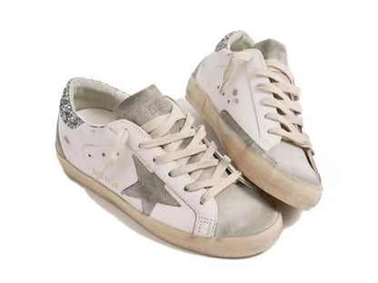 حذاء "GOLDEN GOOSE Super-Star" النسائي باللون الفضي وذيل فضي