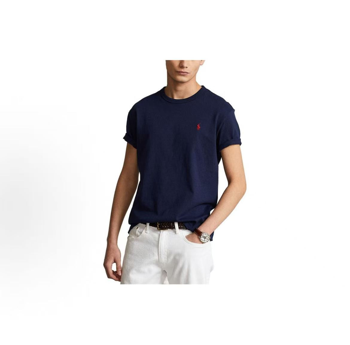 Ralph Lauren SS21 Solid-color Logo Embroidered Loose Short-Sleeved T-Shirt - Classic Version - Men's Style - Blue