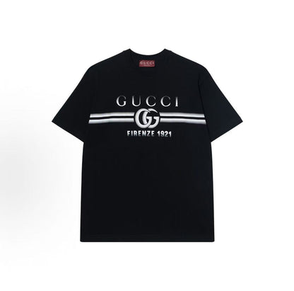 GUCCI Gucci Lido Logo Lettered Stripe Printed Round Neck Short-Sleeved T-Shirt for Men