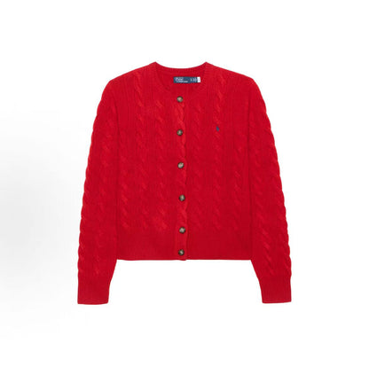lph Lauren Cable-Knit Wool-Cashmere Cardigan - Solid Striped Single-Button Knit Dress