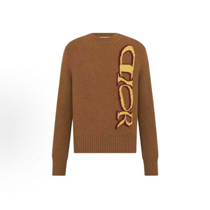 DIOR DIOR AND LEWIS HAMILTON Limited Collection Logo Letter Embroidery Round-neck Long-sleeved Sweater for Men Brown