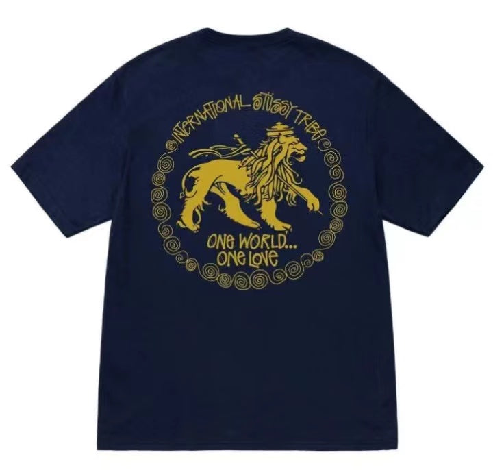 STUSSY LION PRINT TEE NAVY