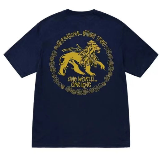 STUSSY LION PRINT TEE NAVY