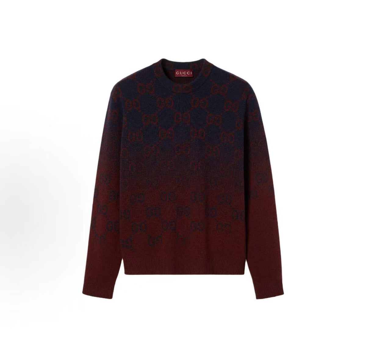 GUCCI Gucci Regular Fit Ribbed Sweater for Men - Burgundy Color