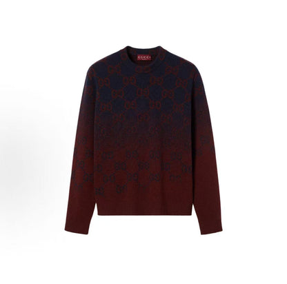 GUCCI Gucci Regular Fit Ribbed Sweater for Men - Burgundy Color