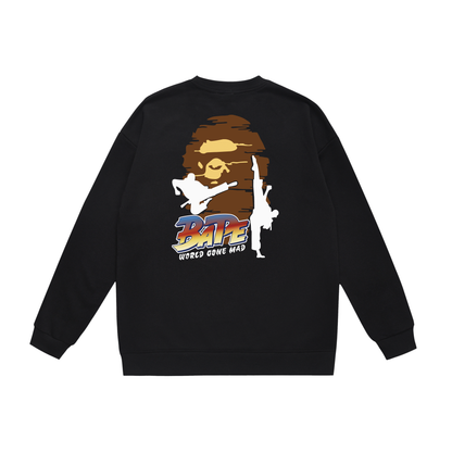 A Bathing Ape World Gone Mad Print Hoodie Black