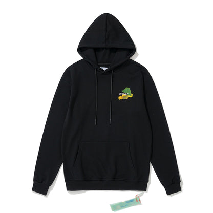 Off-White 873 doodle arrow print hooded sweater black