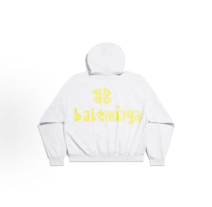 Balenciaga SS24 Hole-embroidered Letter Print Hooded Sweater in Loose Fit - The same style for both men and women