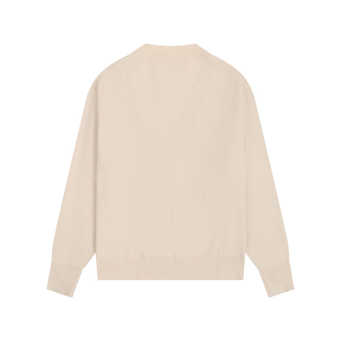 AMI Small Logo V-neck Button Sweater Cream